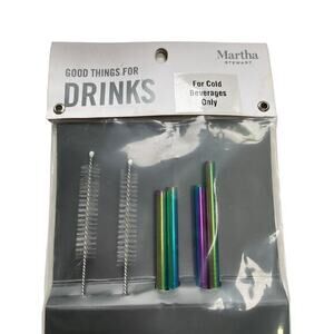 NWT Martha Stewart Good Things Stainless Steel Beverage Straw Rainbow Iridescent